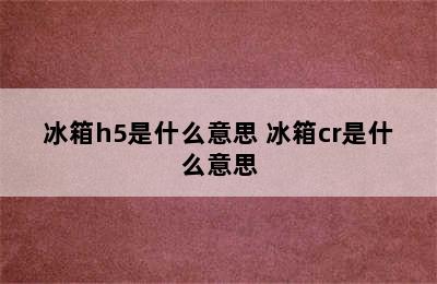 冰箱h5是什么意思 冰箱cr是什么意思